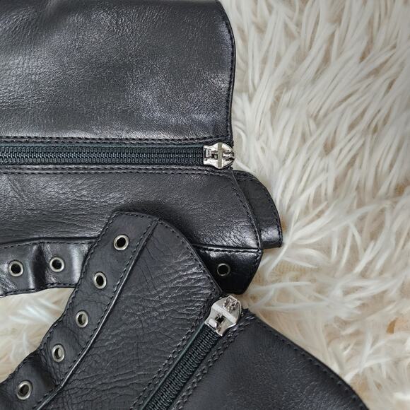 Prada heeled lace up booties leather Sz 37 black A30 - Picture 4 of 7